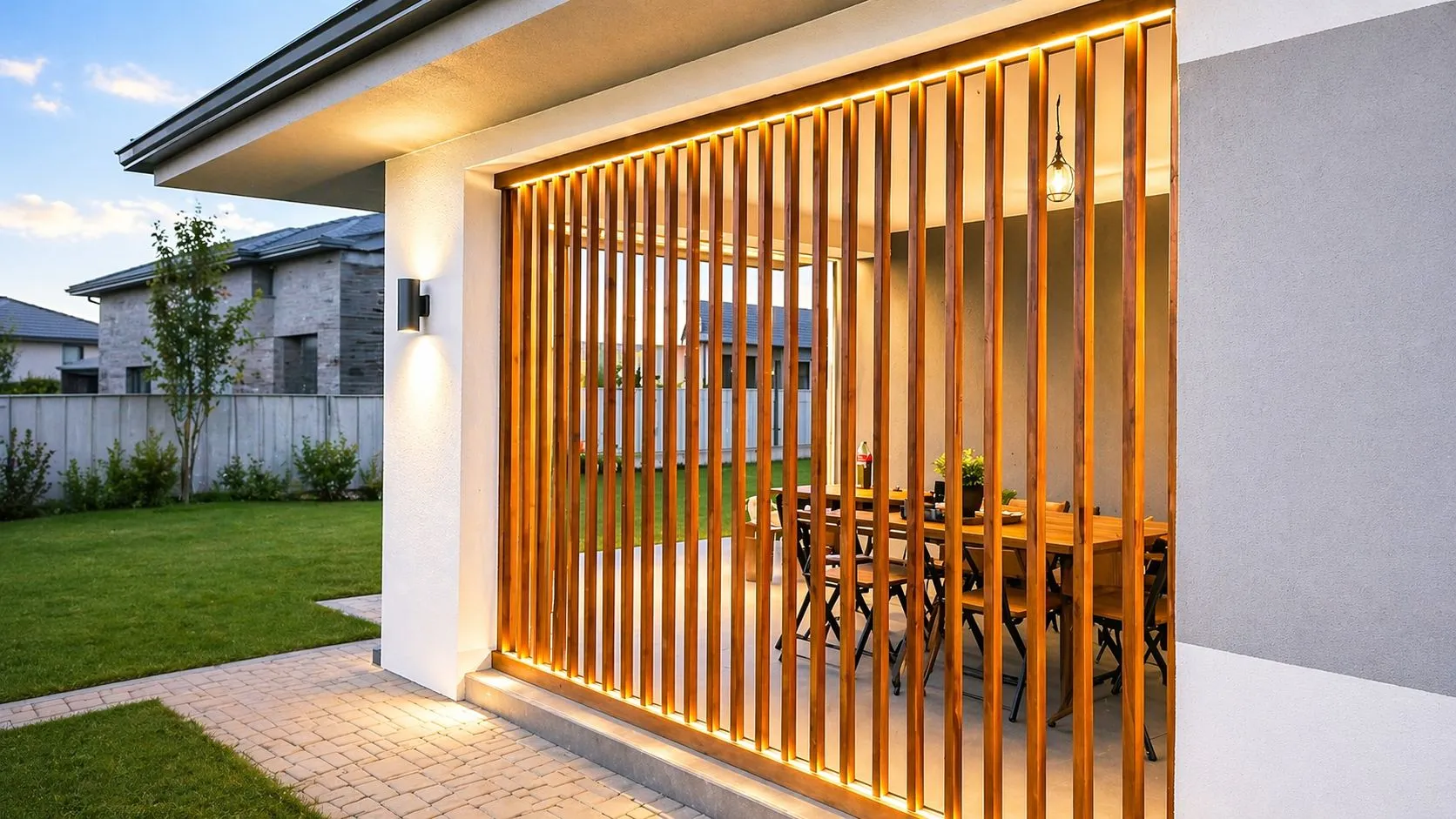 Panouri glisante din aluminiu TerraSlide montate pe terasa unei case moderne